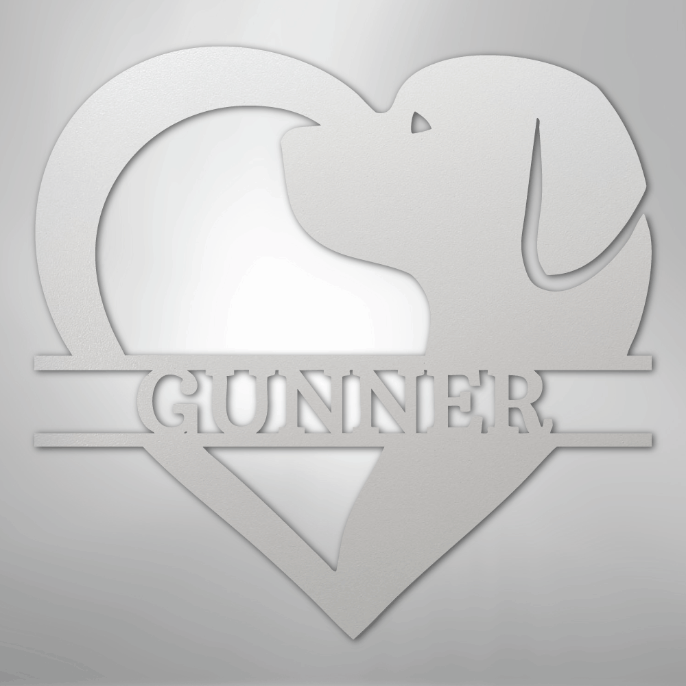 Custom Metal Wall Art - Dog Lover Heart Monogram Sign White