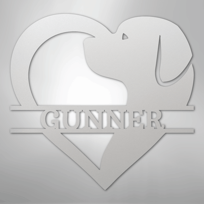 Custom Metal Wall Art - Dog Lover Heart Monogram Sign