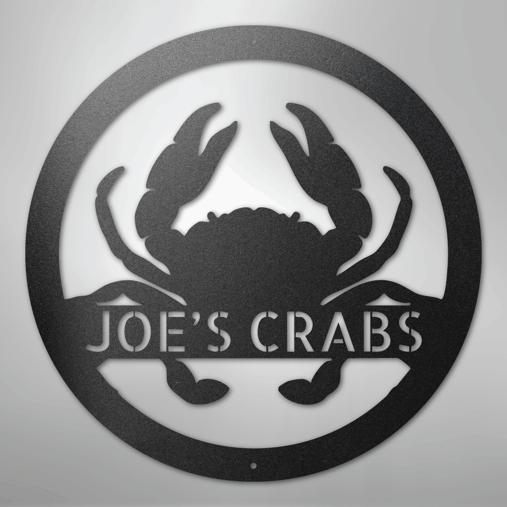 Custom Metal Wall Art - Personalized Coastal Crab Monogram Sign
