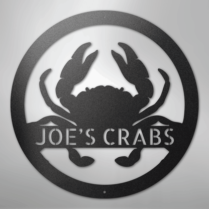 Custom Metal Wall Art - Personalized Coastal Crab Monogram Sign