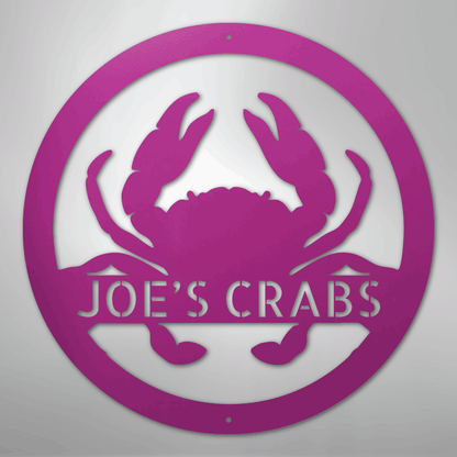 Custom Metal Wall Art - Personalized Coastal Crab Monogram Sign Purple