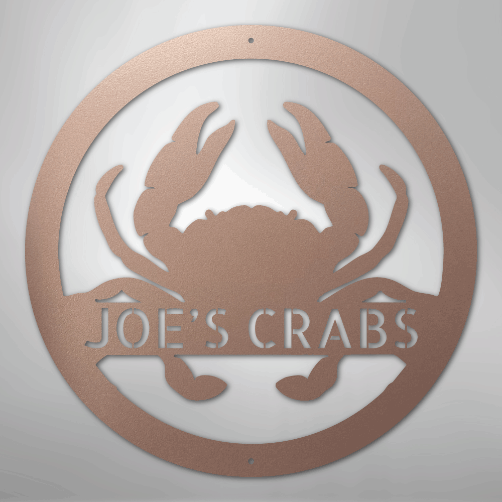 Custom Metal Wall Art - Personalized Coastal Crab Monogram Sign Rose
