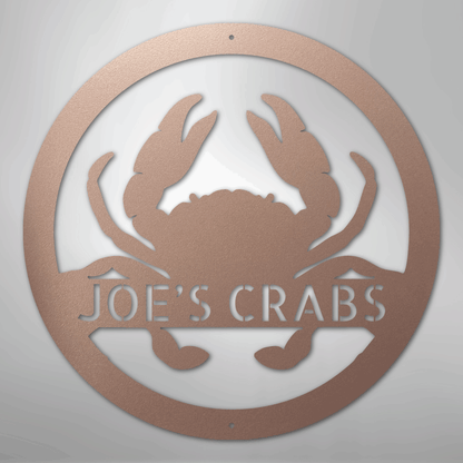 Custom Metal Wall Art - Personalized Coastal Crab Monogram Sign Rose