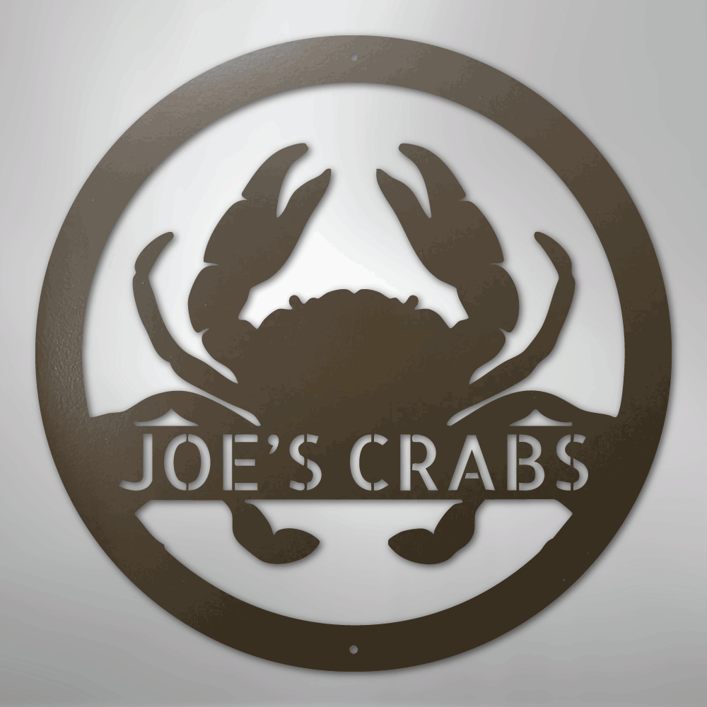 Custom Metal Wall Art - Personalized Coastal Crab Monogram Sign Stone