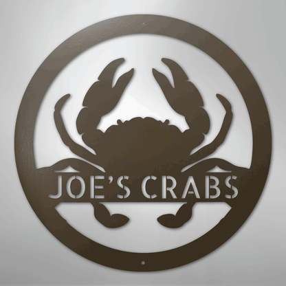 Custom Metal Wall Art - Personalized Coastal Crab Monogram Sign Stone