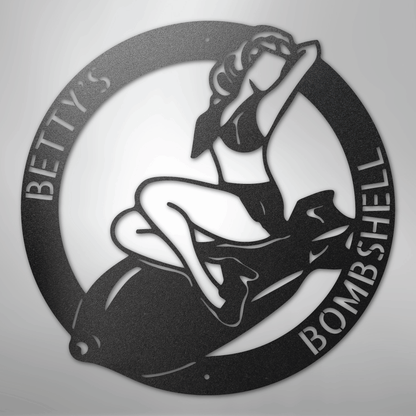 Custom Metal Wall Art - Personalzied Bombshell Lady Sign Black