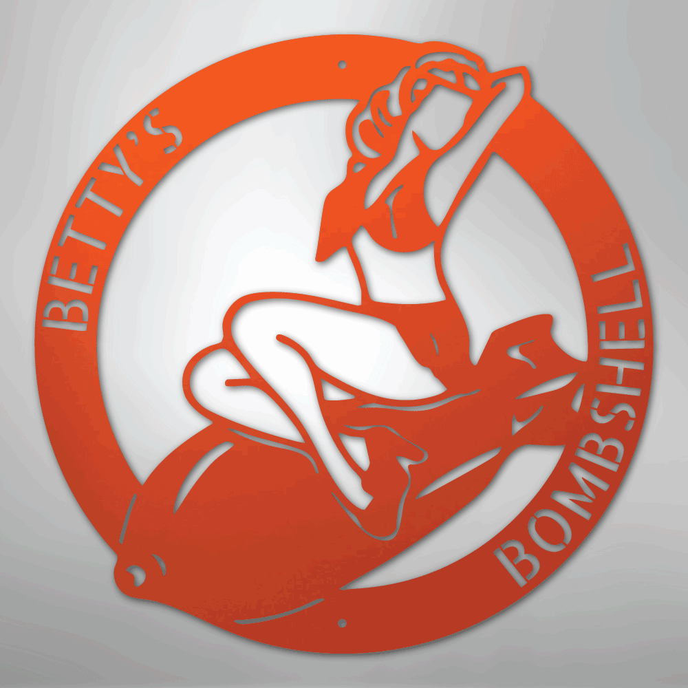 Custom Metal Wall Art - Personalzied Bombshell Lady Sign Orange