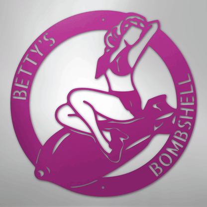 Custom Metal Wall Art - Personalzied Bombshell Lady Sign Purple
