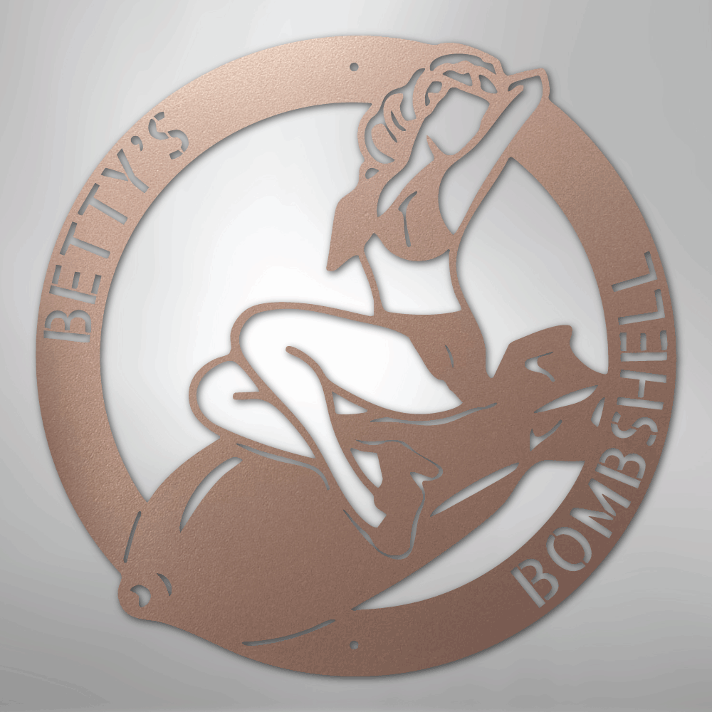 Custom Metal Wall Art - Personalzied Bombshell Lady Sign Rose
