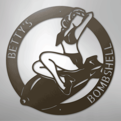 Custom Metal Wall Art - Personalzied Bombshell Lady Sign Stone