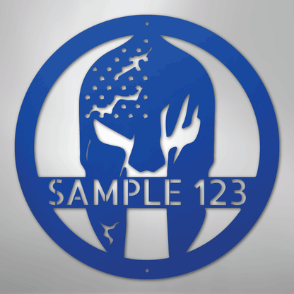 Custom Metal Wall Art - Personalized Home Gym Spartan Sign Blue