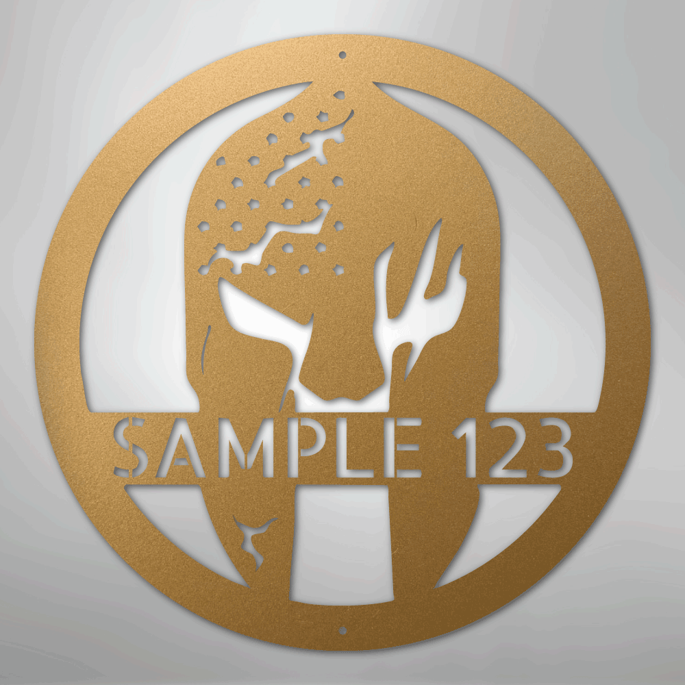 Custom Metal Wall Art - Personalized Home Gym Spartan Sign Gold