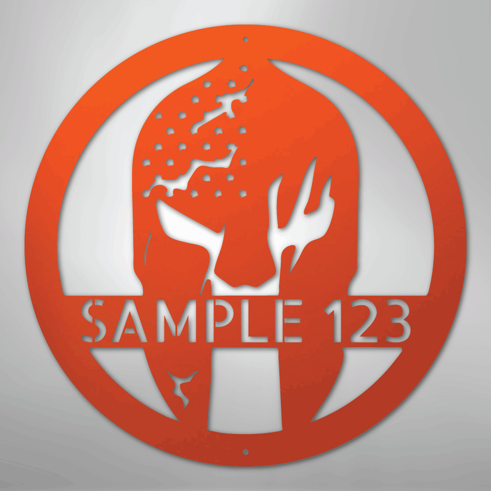 Custom Metal Wall Art - Personalized Home Gym Spartan Sign Orange