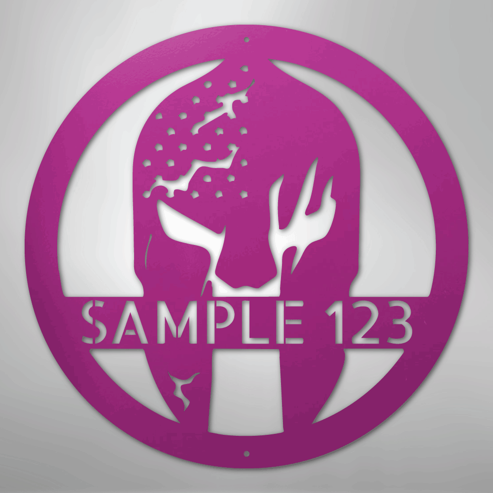 Custom Metal Wall Art - Personalized Home Gym Spartan Sign Purple