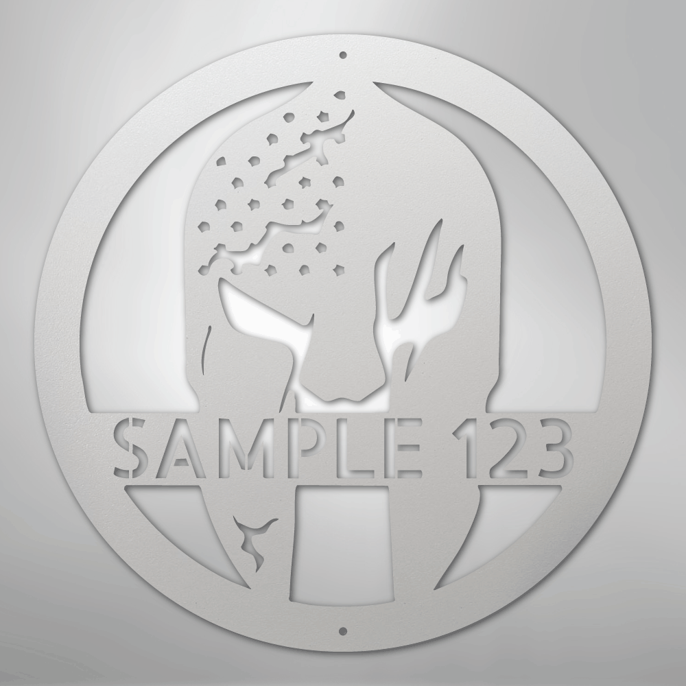 Custom Metal Wall Art - Personalized Home Gym Spartan Sign White
