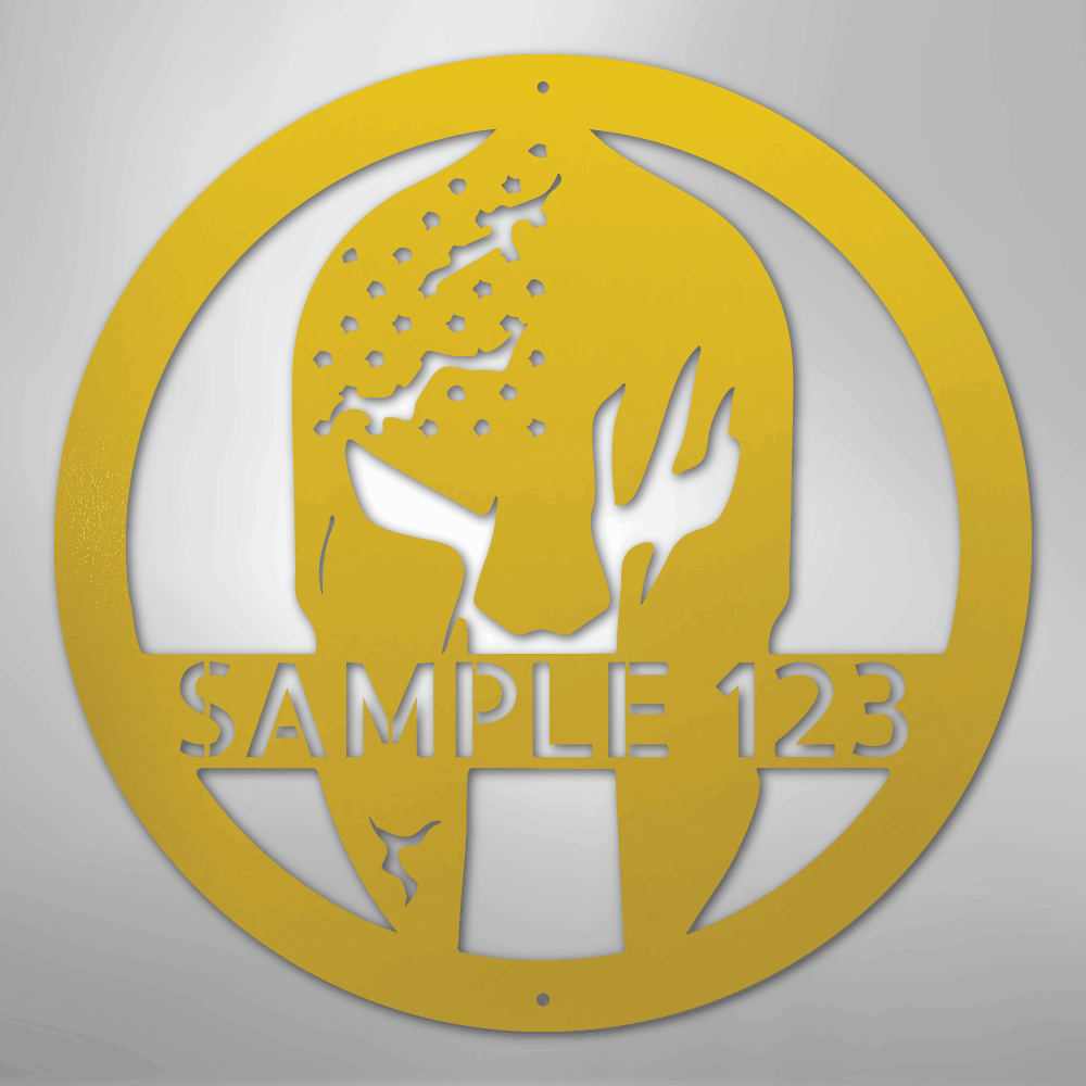 Custom Metal Wall Art - Personalized Home Gym Spartan Sign Yellow