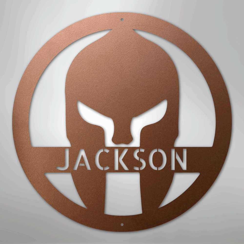Custom Metal Wall Art - Personalized Spartan Warrior Sign Copper