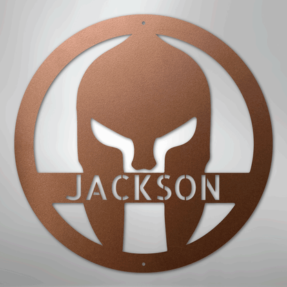 Custom Metal Wall Art - Personalized Spartan Warrior Sign Copper