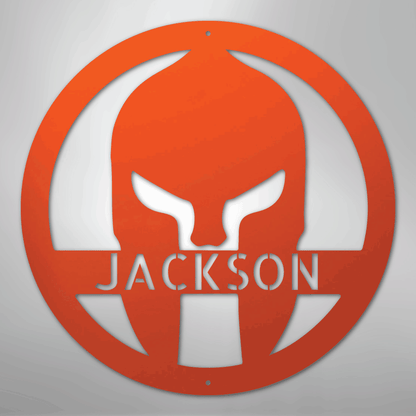 Custom Metal Wall Art - Personalized Spartan Warrior Sign Orange