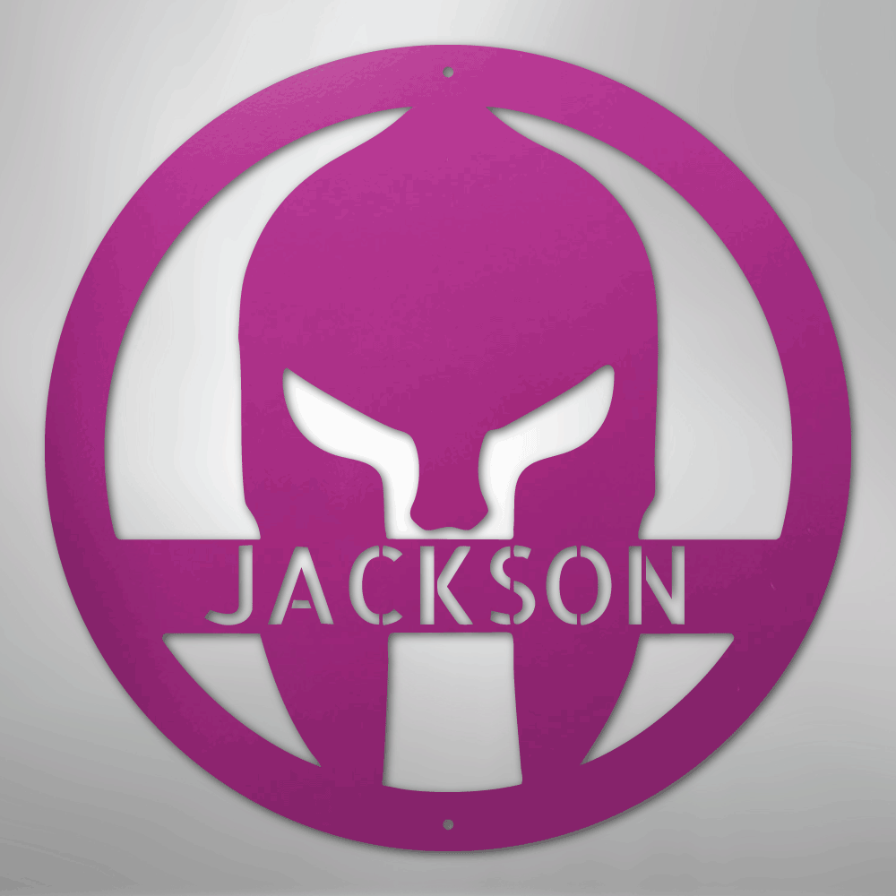 Custom Metal Wall Art - Personalized Spartan Warrior Sign Purple