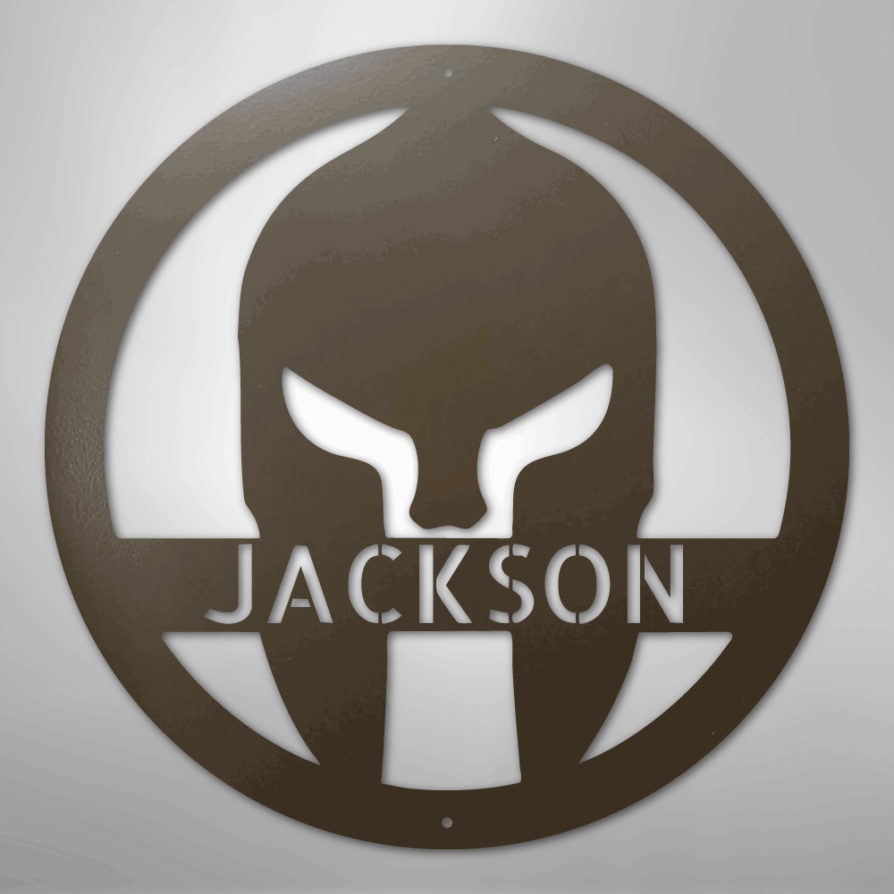 Custom Metal Wall Art - Personalized Spartan Warrior Sign Stone