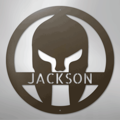 Custom Metal Wall Art - Personalized Spartan Warrior Sign Stone