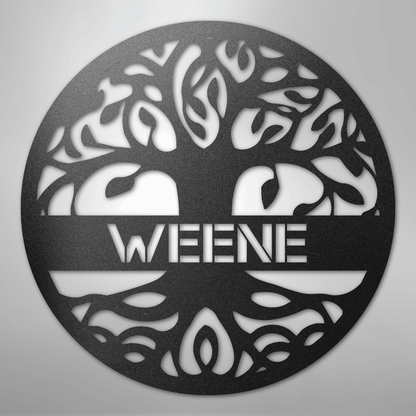 Custom Metal Wall Art - Personalized Tree of Life Family Name Sign