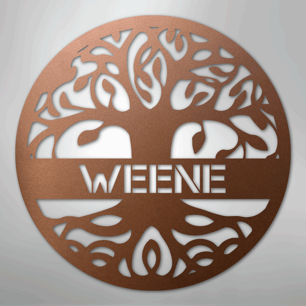 Custom Metal Wall Art - Personalized Tree of Life Family Name Sign Copper