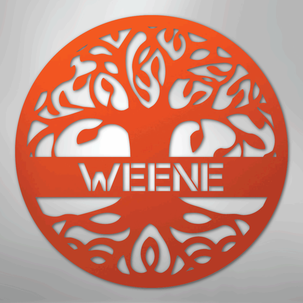 Custom Metal Wall Art - Personalized Tree of Life Family Name Sign Orange