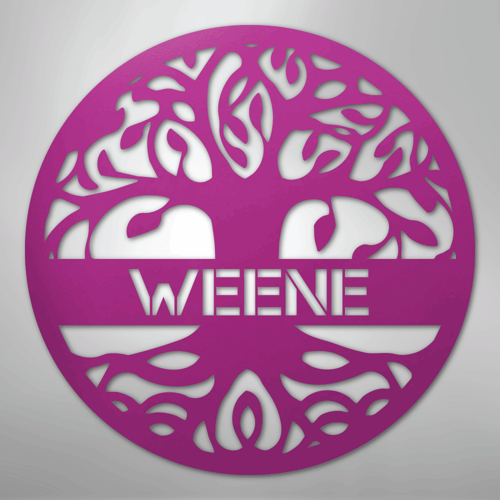 Custom Metal Wall Art - Personalized Tree of Life Family Name Sign Purple
