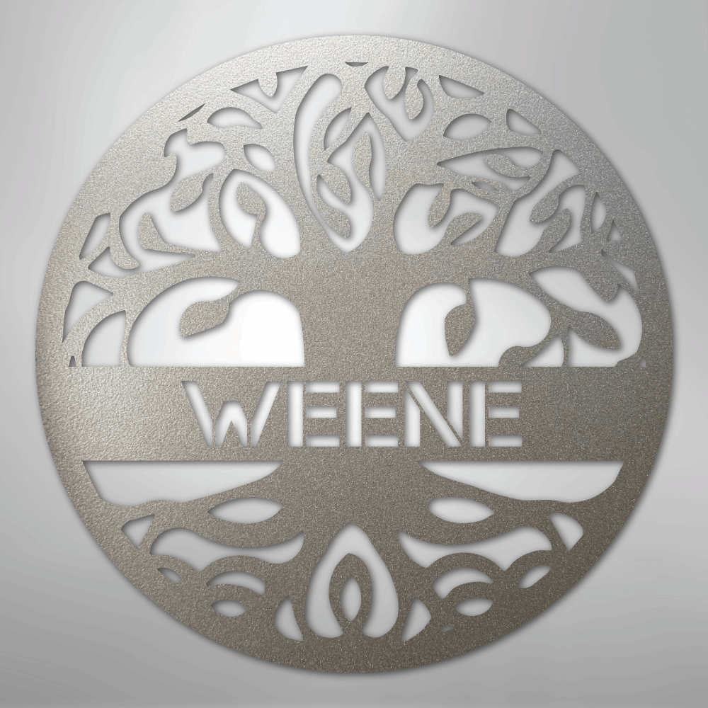 Custom Metal Wall Art - Personalized Tree of Life Family Name Sign Silver