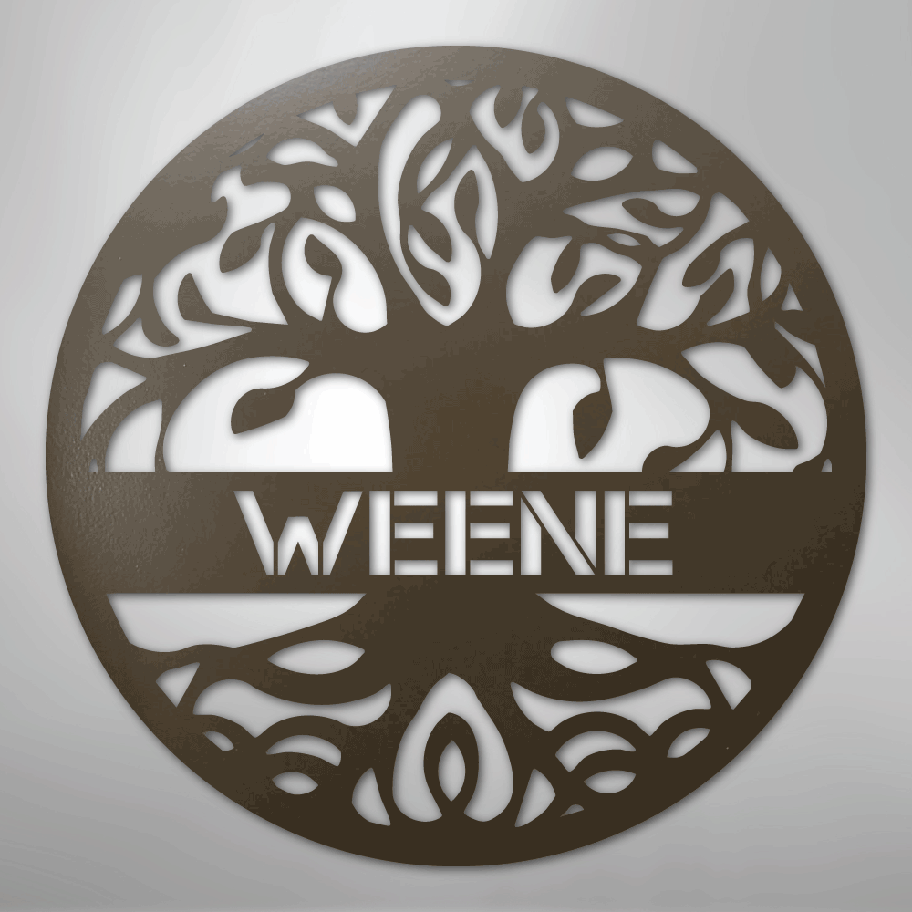 Custom Metal Wall Art - Personalized Tree of Life Family Name Sign Stone