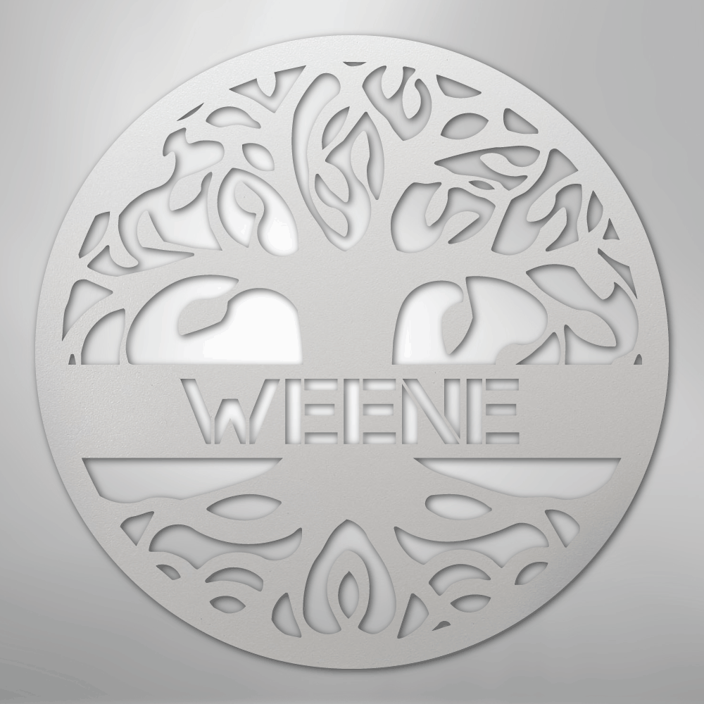 Custom Metal Wall Art - Personalized Tree of Life Family Name Sign White