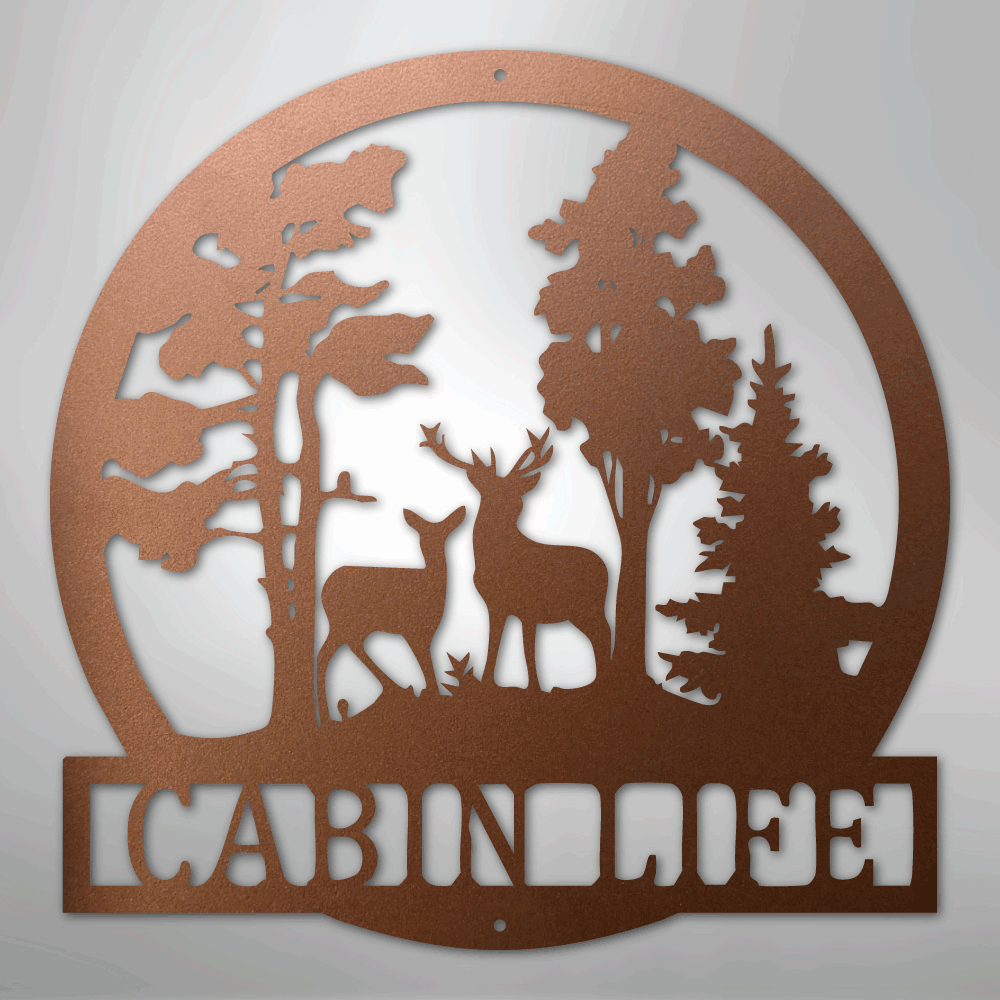 Custom Metal Wall Art - Deer Name Monogram Sign Copper