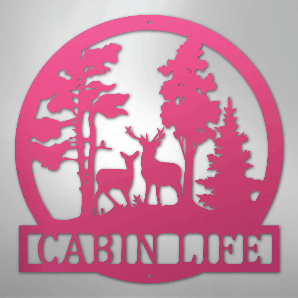 Custom Metal Wall Art - Deer Name Monogram Sign Pink