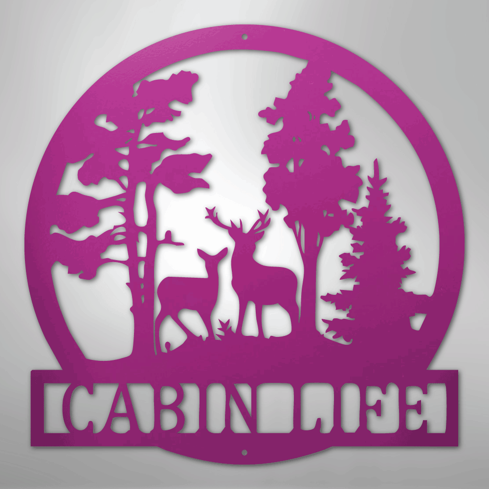 Custom Metal Wall Art - Deer Name Monogram Sign Purple