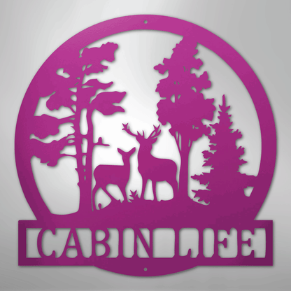 Custom Metal Wall Art - Deer Name Monogram Sign Purple