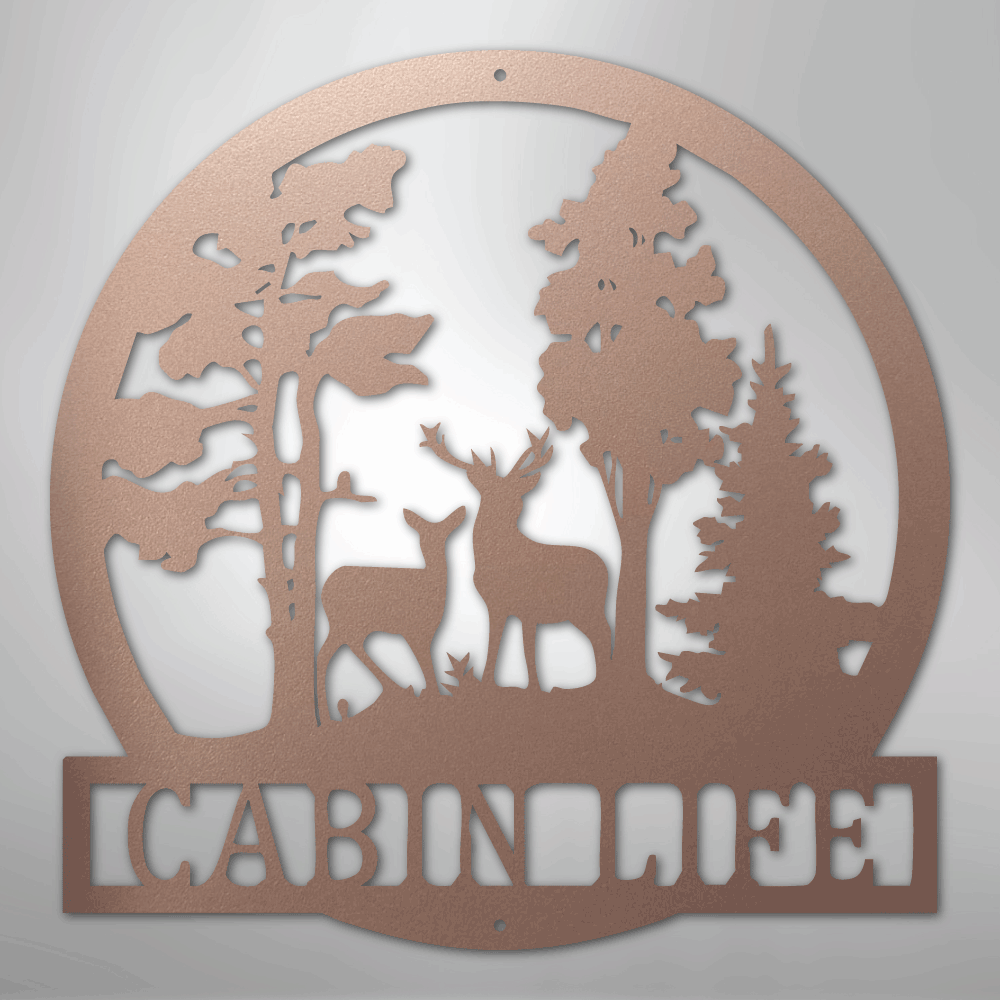 Custom Metal Wall Art - Deer Name Monogram Sign Rose