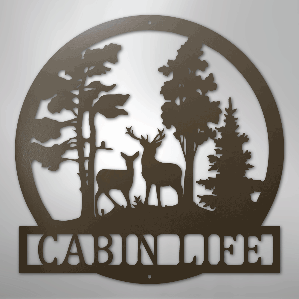 Custom Metal Wall Art - Deer Name Monogram Sign Stone