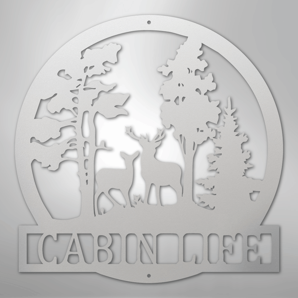 Custom Metal Wall Art - Deer Name Monogram Sign White