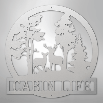 Custom Metal Wall Art - Deer Name Monogram Sign White