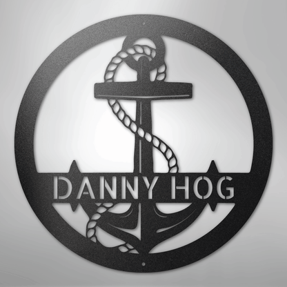 Custom Metal Wall Art - Personalized Nautical Anchor Sign