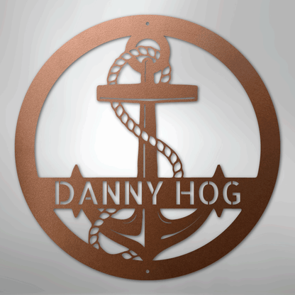 Custom Metal Wall Art - Personalized Nautical Anchor Sign Copper
