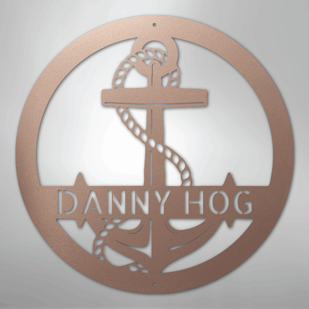 Custom Metal Wall Art - Personalized Nautical Anchor Sign Rose