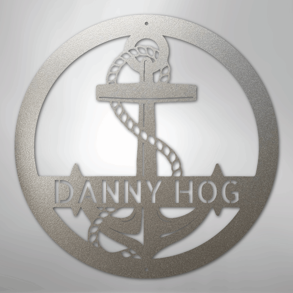 Custom Metal Wall Art - Personalized Nautical Anchor Sign Silver