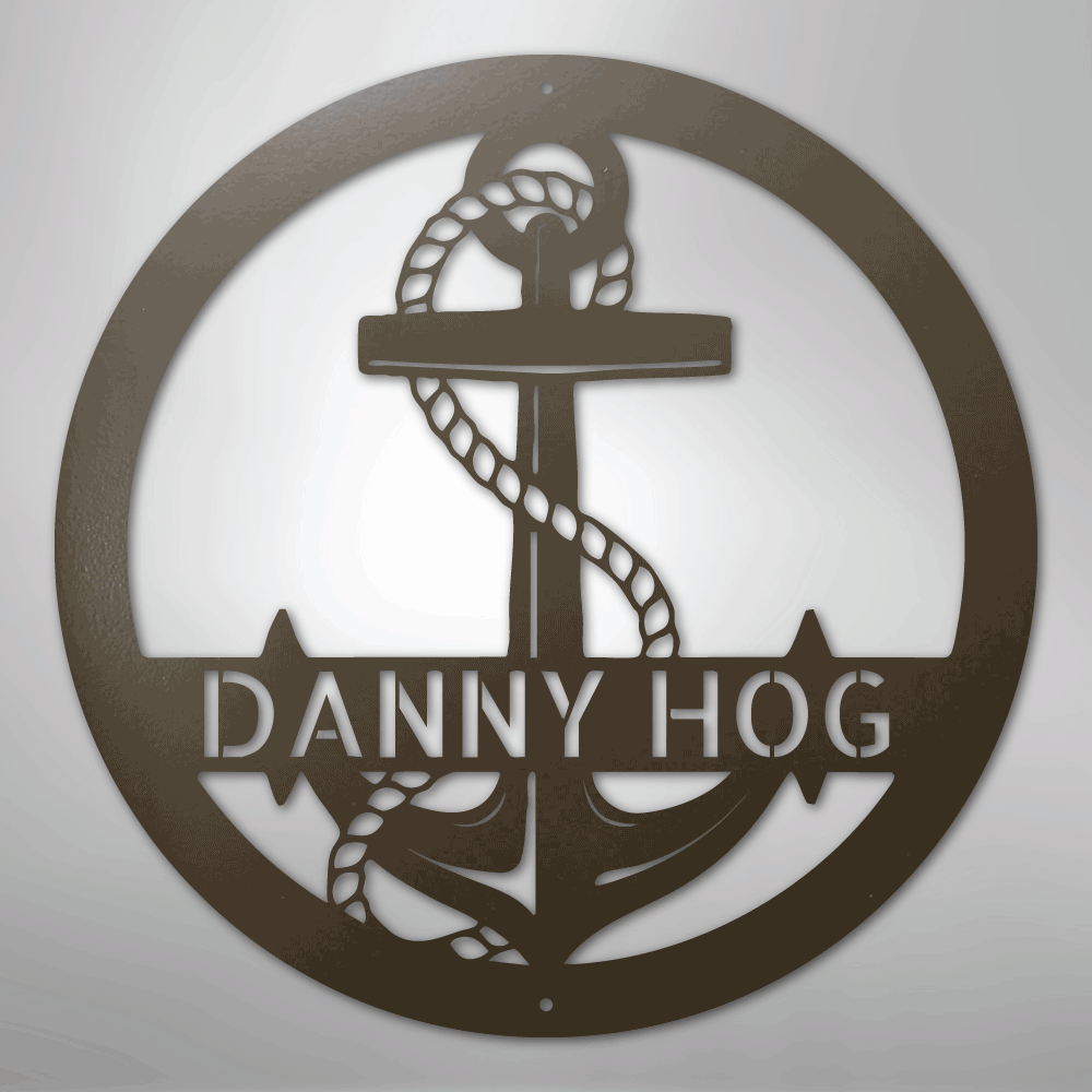 Custom Metal Wall Art - Personalized Nautical Anchor Sign Stone
