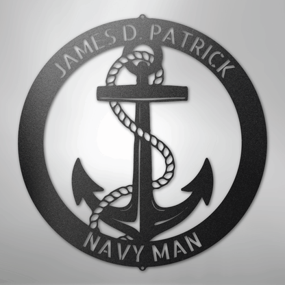 Custom Metal Wall Art - Personalized Nautical Anchor Sign