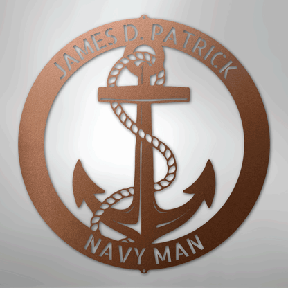 Custom Metal Wall Art - Personalized Nautical Anchor Sign Copper