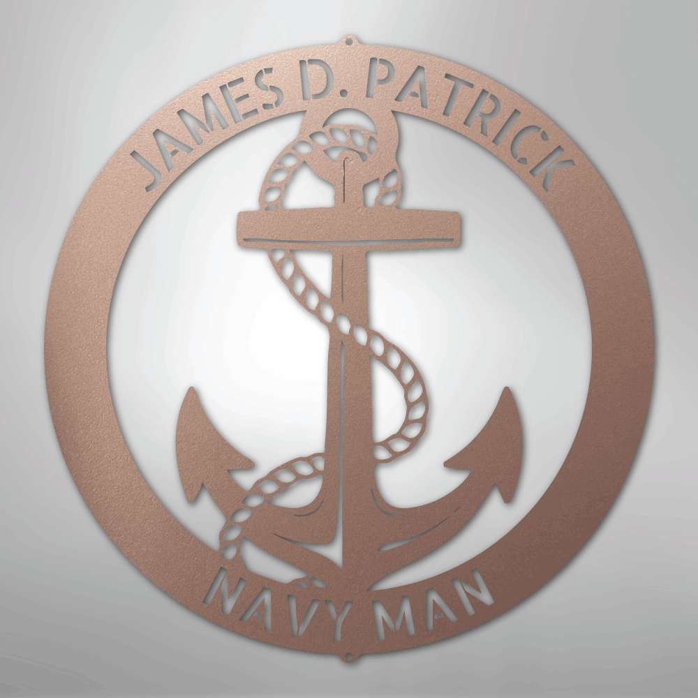 Custom Metal Wall Art - Personalized Nautical Anchor Sign Rose