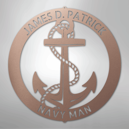 Custom Metal Wall Art - Personalized Nautical Anchor Sign Rose